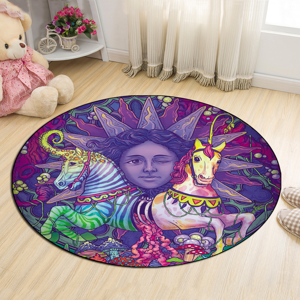 Cloakroom Floor Mat European Style Character Colorful Horse Pattern Antiskid Mat