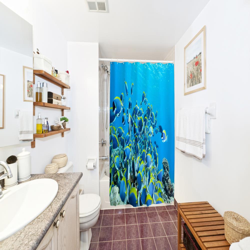 Fish Polyester Shower Curtain Bathroom High Definition 3D Printing Water-Proof