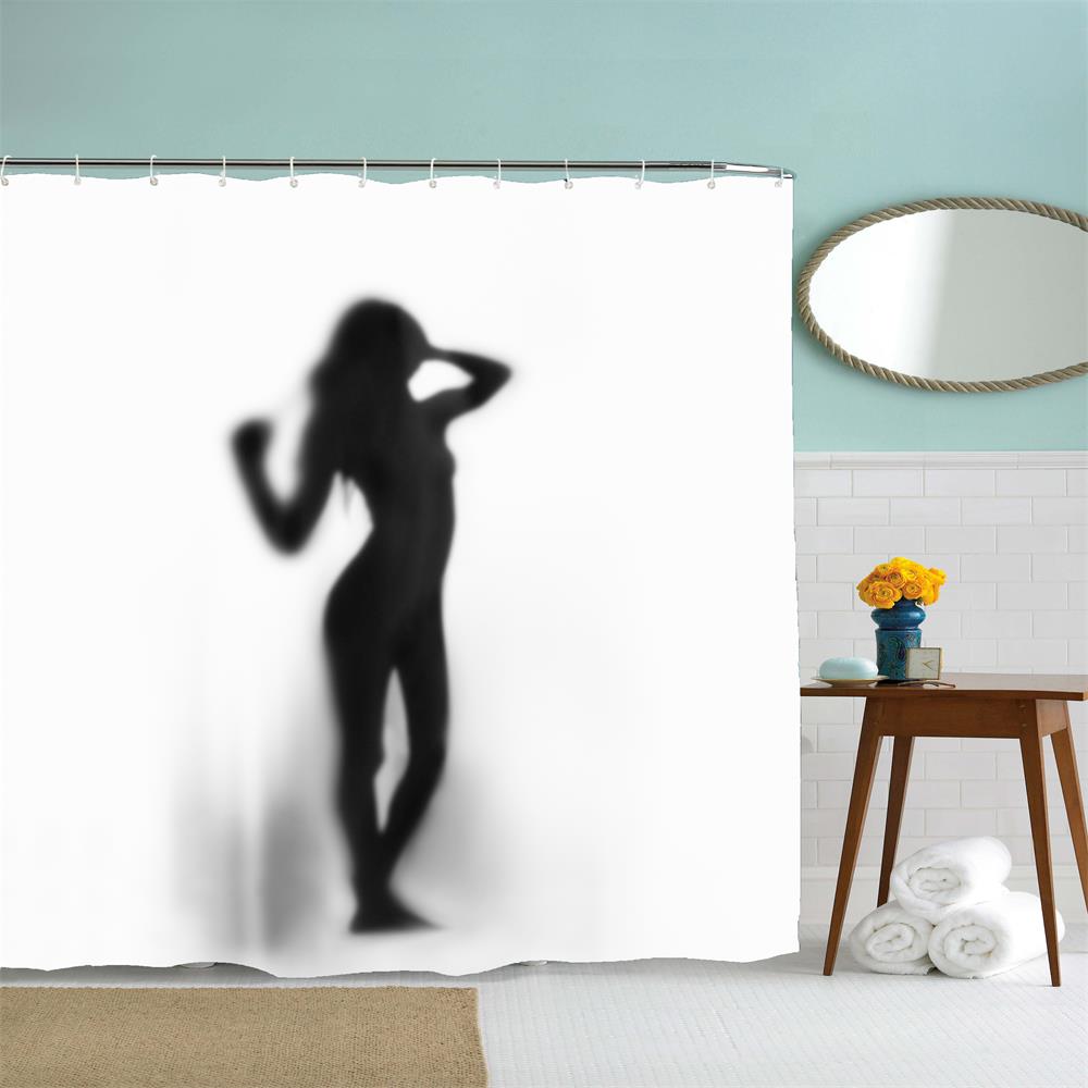 Fuzzy Girl Polyester Shower Curtain Bathroom High Definition 3D Printing Water-Proof