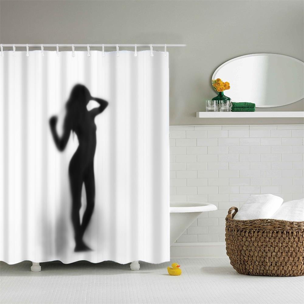 Fuzzy Girl Polyester Shower Curtain Bathroom High Definition 3D Printing Water-Proof