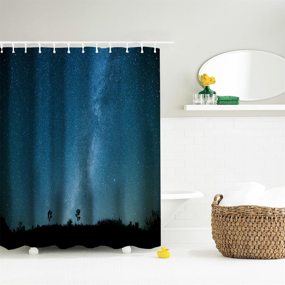 Bits Polyester Shower Curtain Bathroom High Definition 3D Printing Water-Proof