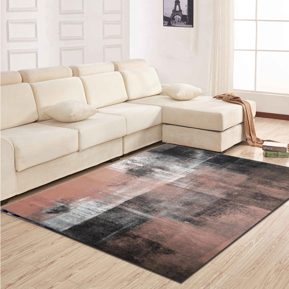 Bedroom Floor Mat Nordic Modern Style Color Patching Rectangle Bedside Mat