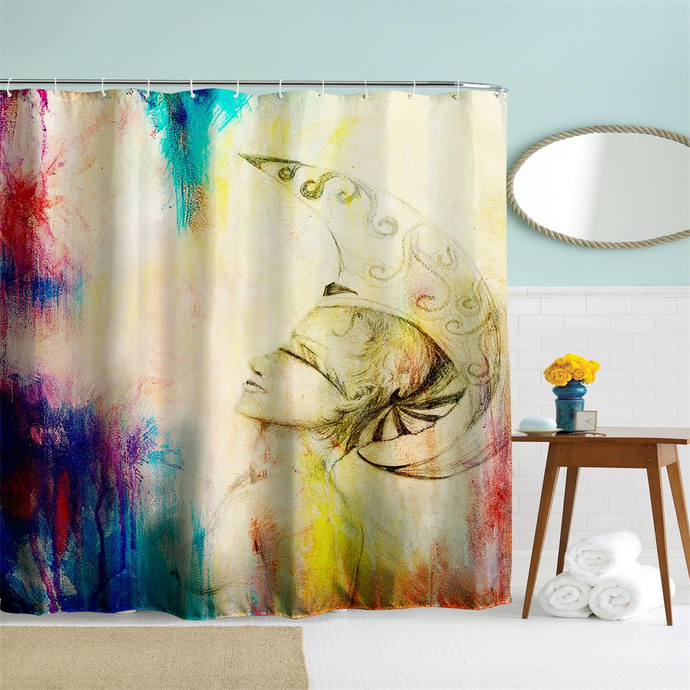 Pray Polyester Shower Curtain Bathroom High Definition 3D Printing Water-Proof
