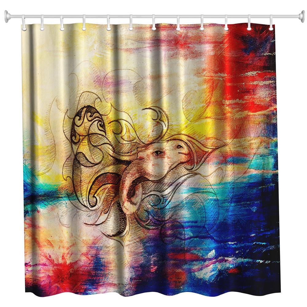 Dragon Horse Polyester Shower Curtain Bathroom High Definition 3D Printing Water-Proof