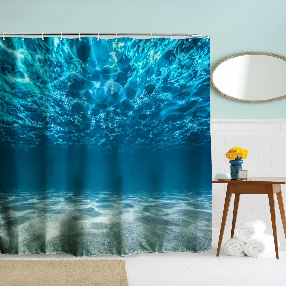 Underwater World Polyester Shower Curtain Bathroom High Definition 3D Printing Water-Proof
