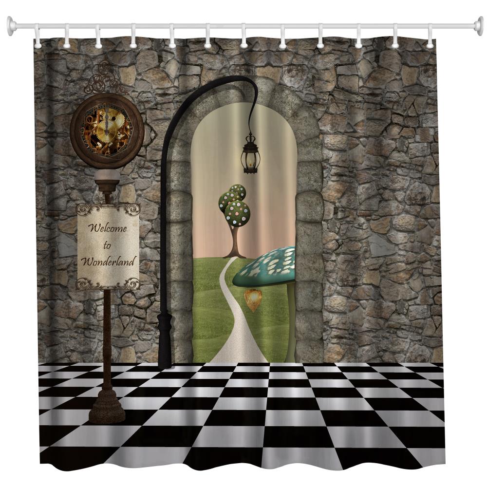 The Gate of Wonderland Polyester Shower Curtain Bathroom High Definition 3D Printing Water-Proof