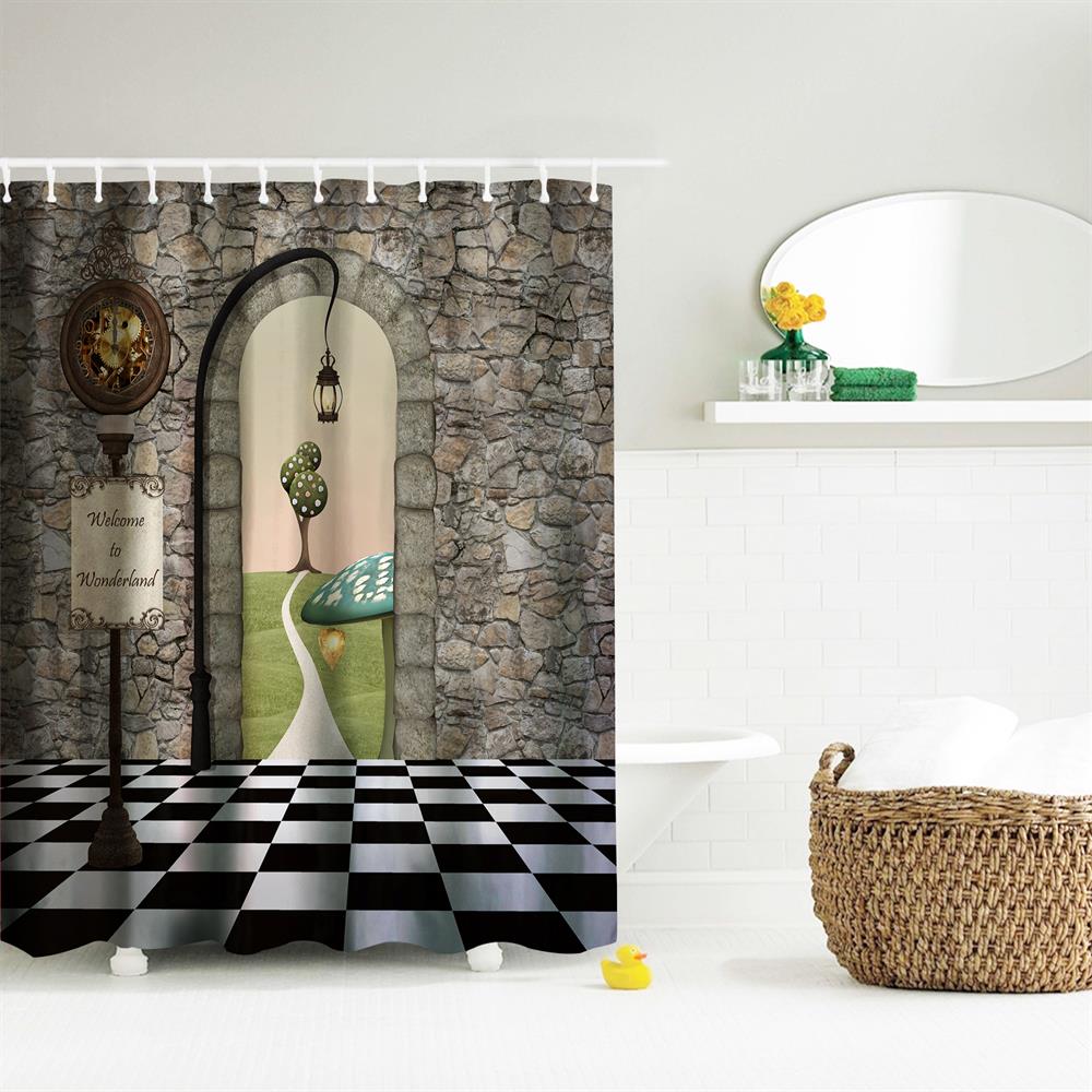 The Gate of Wonderland Polyester Shower Curtain Bathroom High Definition 3D Printing Water-Proof