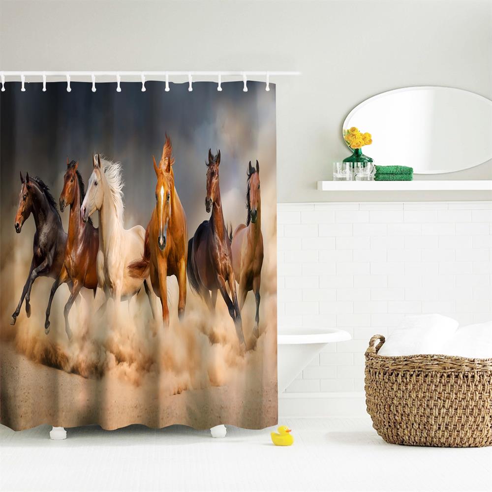 Pentium Steed Polyester Shower Curtain Bathroom High Definition 3D Printing Water-Proof