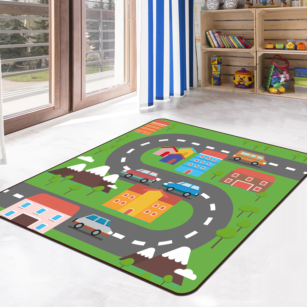 Living Room Floor Mat Cartoon Simple Playing Game Printed Rectangle Mat