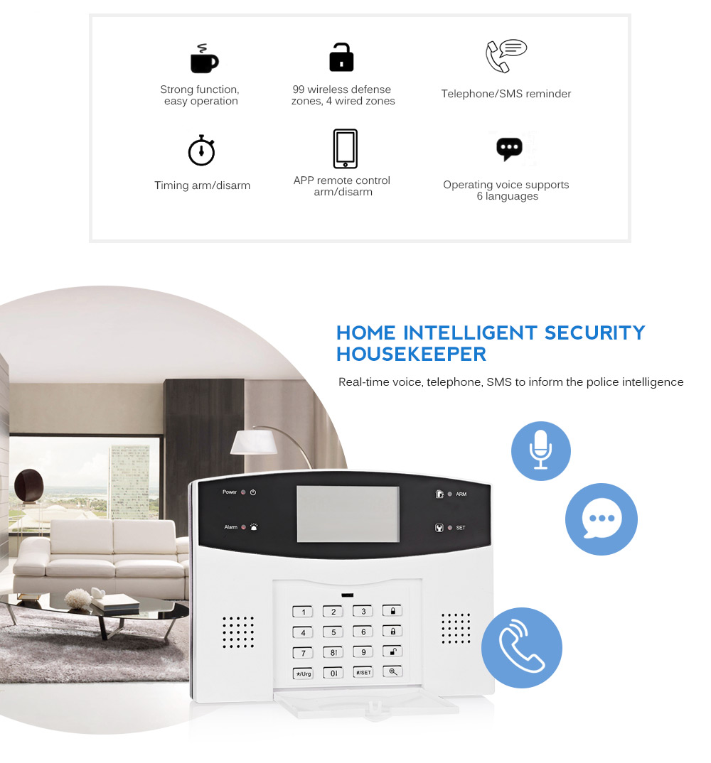 WL - JT - 99AS LCD Keyboard Wireless Large-screen PSTN and GSM Dual-network Burglar Alarm System