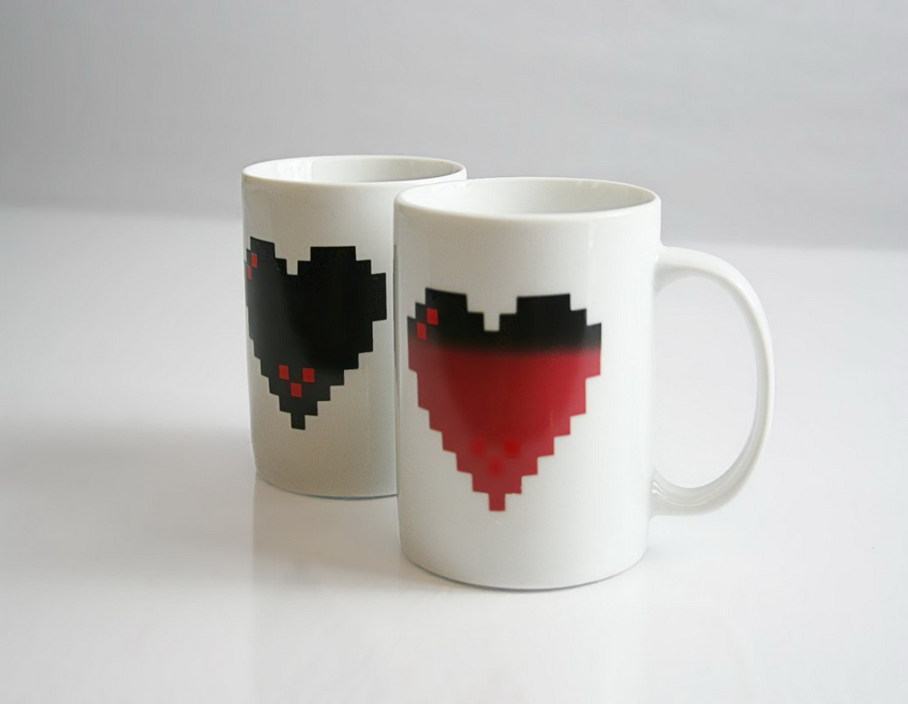 Pixel Heart Heat Changing Mug