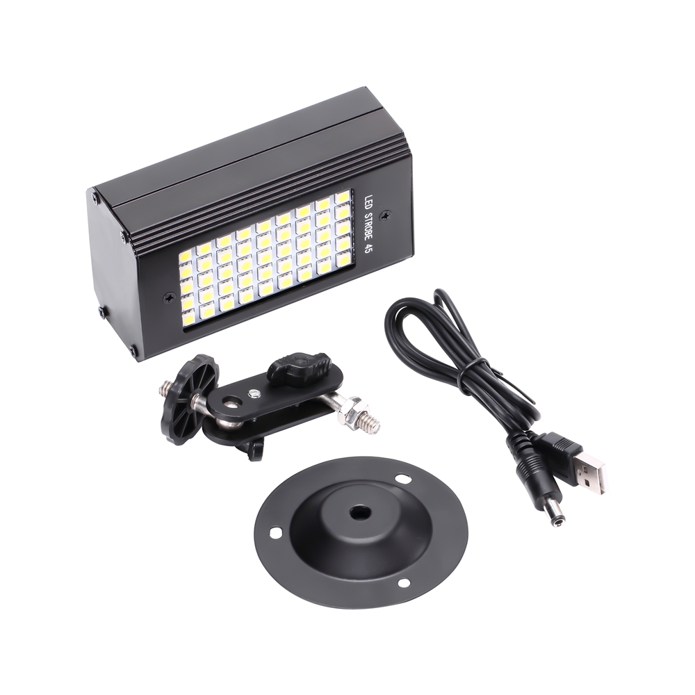 U'King ZQ-B228 5W Sound Activated 45 LEDs Mini White Strobe Light for Stage Effect Lighting