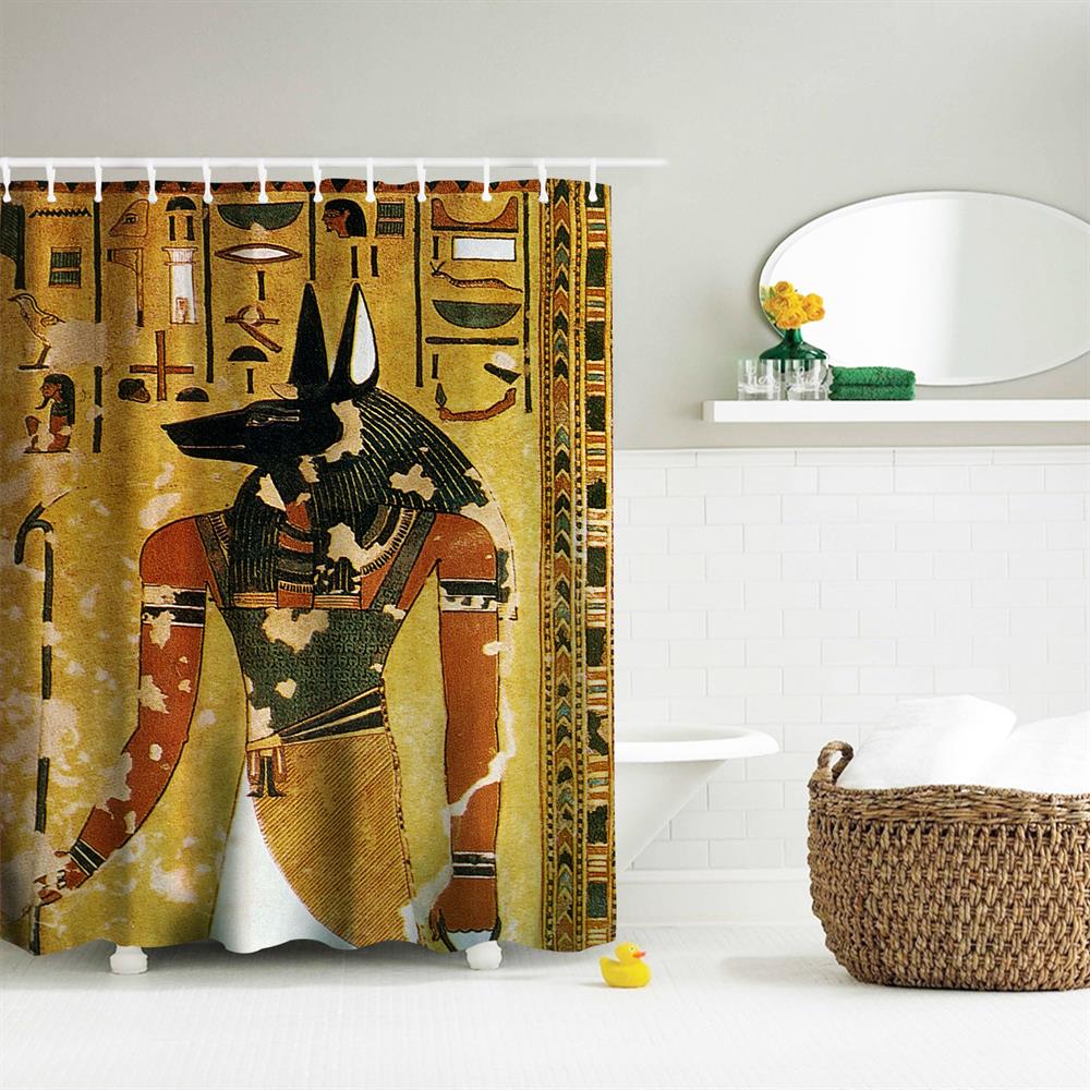 Anubis Polyester Shower Curtain Bathroom High Definition 3D Printing Water-Proof