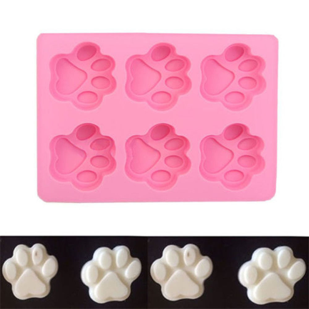 Silicone Dog Puppy Paw Footprint Candy Cake Chocolate Ice Cube Soap Jelly Mold Baking Pan Mould