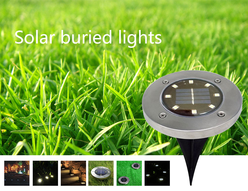 BRELONG 8LED Solar Buried Lights Outdoor Lawn Lamp 4PCS