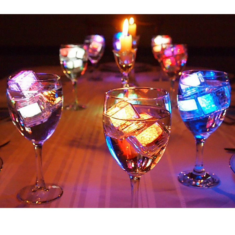12pcs LED Ice Cube Square for Wedding Party Bar Club Champagne Tower Holiday Decorat