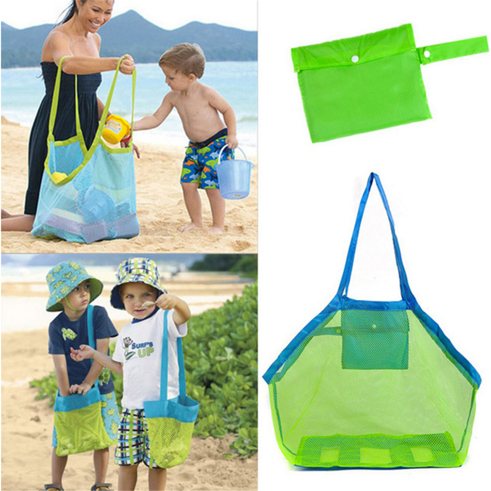 Folding Child Beach Mesh Bag Child Bath Toy Storage Bag Net Suction Cup Baskets for Outdoor Hanging