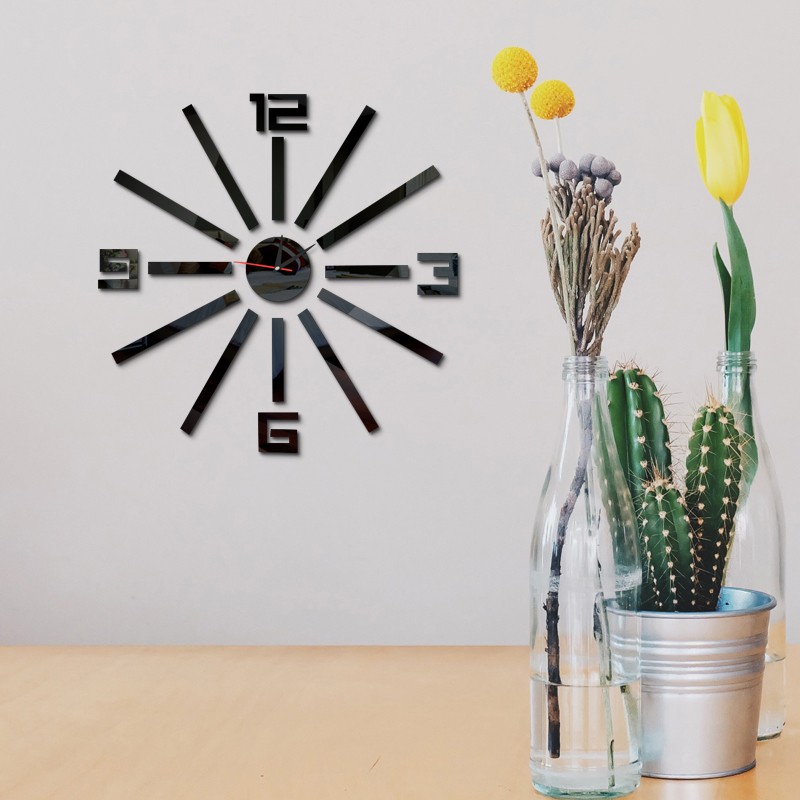 3D DIY Removable Acrylic Mirror Wall Clock Living Room Decoration