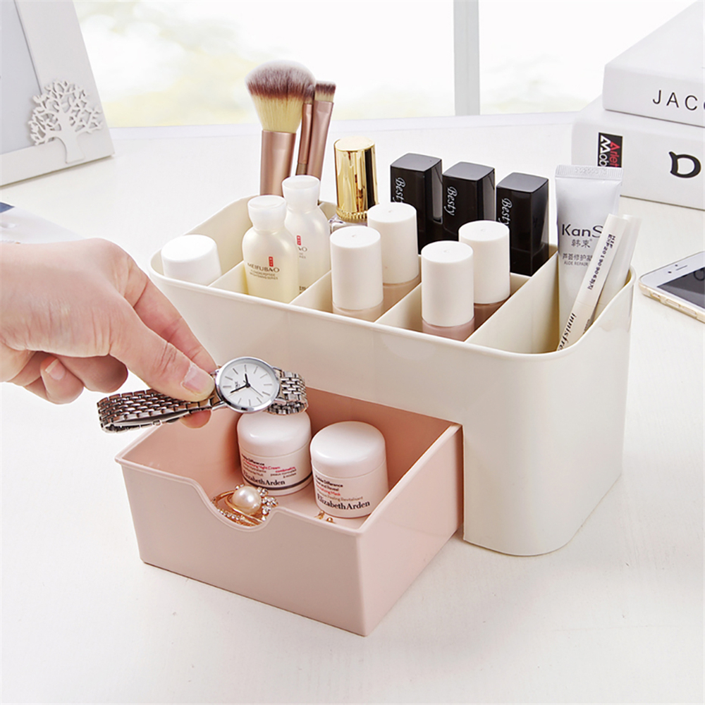 Cosmetic Jewelry Organizer Office Storage Drawer Desk Plastic Makeup Brush Box Lipstick Remote Control Holder