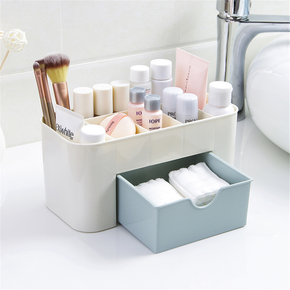 Cosmetic Jewelry Organizer Office Storage Drawer Desk Plastic Makeup Brush Box Lipstick Remote Control Holder