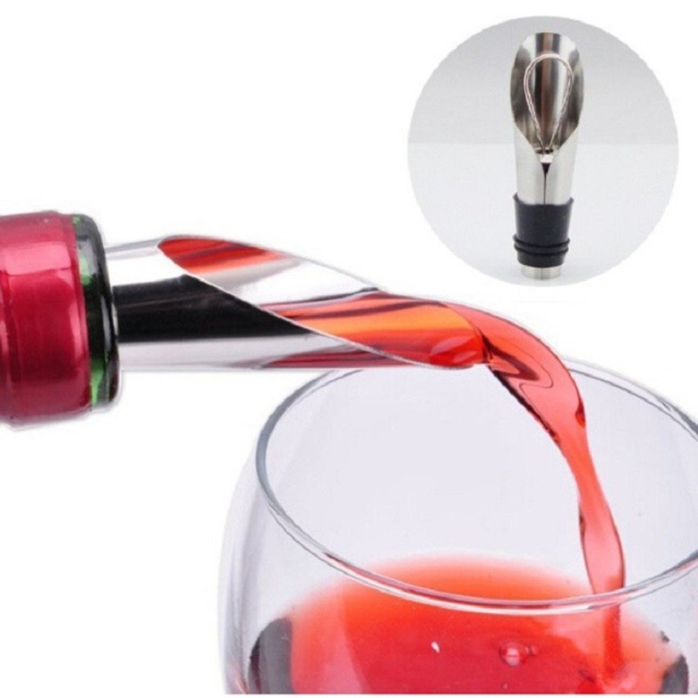 Wine Bottle Opener Kit 4Pcs Pourer Corkscrew Foil Cutter Drop Ring Vacuum Stopper Tools Set