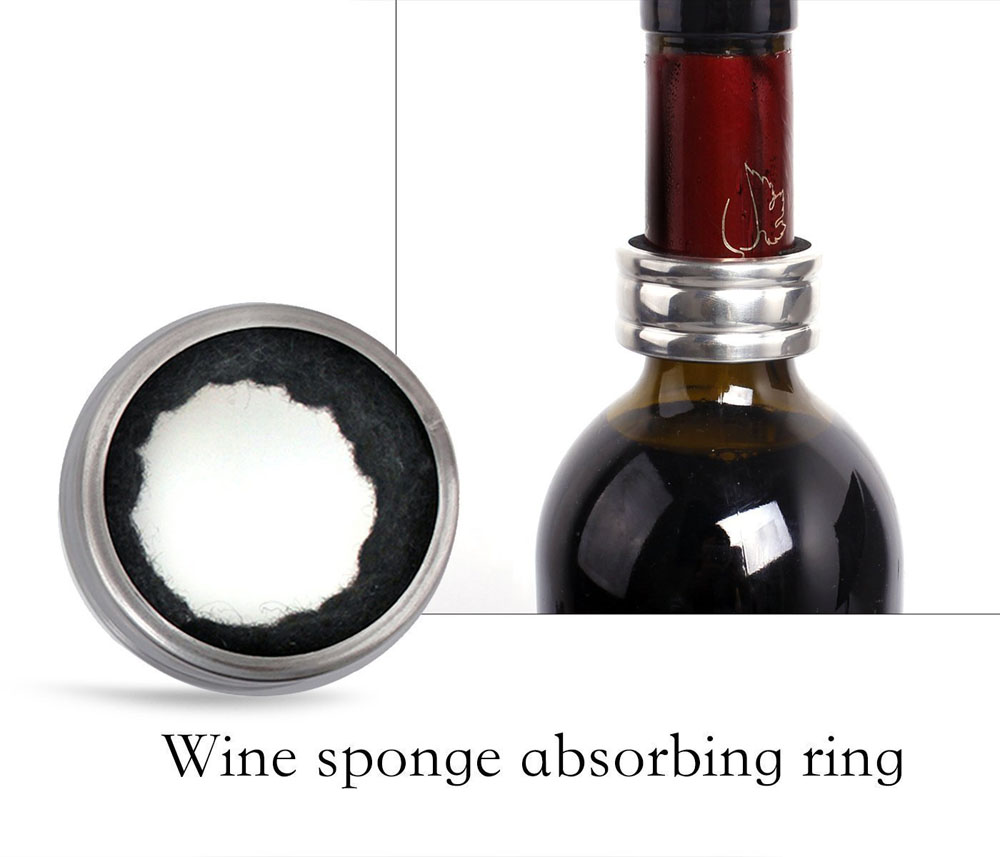 Wine Bottle Opener Kit 4Pcs Pourer Corkscrew Foil Cutter Drop Ring Vacuum Stopper Tools Set