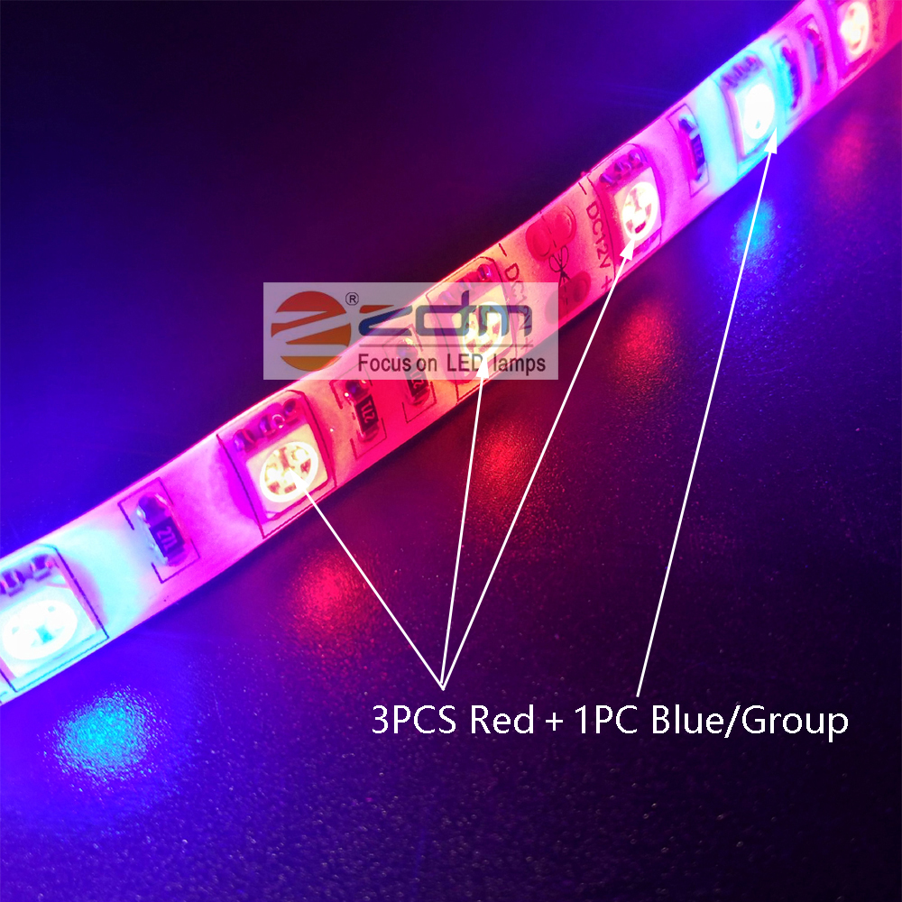 Zdm 5M 72W 300PCS 5050 3 Red and 1 Blue Group LED Plant Light Strip DC 12V