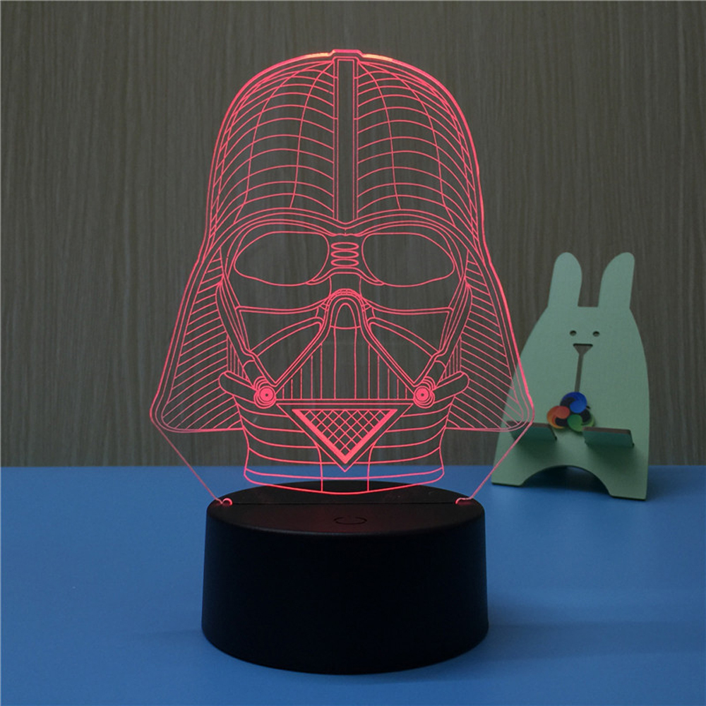 3D Black Knight USB Touch And Control Seven Colour Night Light Bedroom Bedside LED Lamp