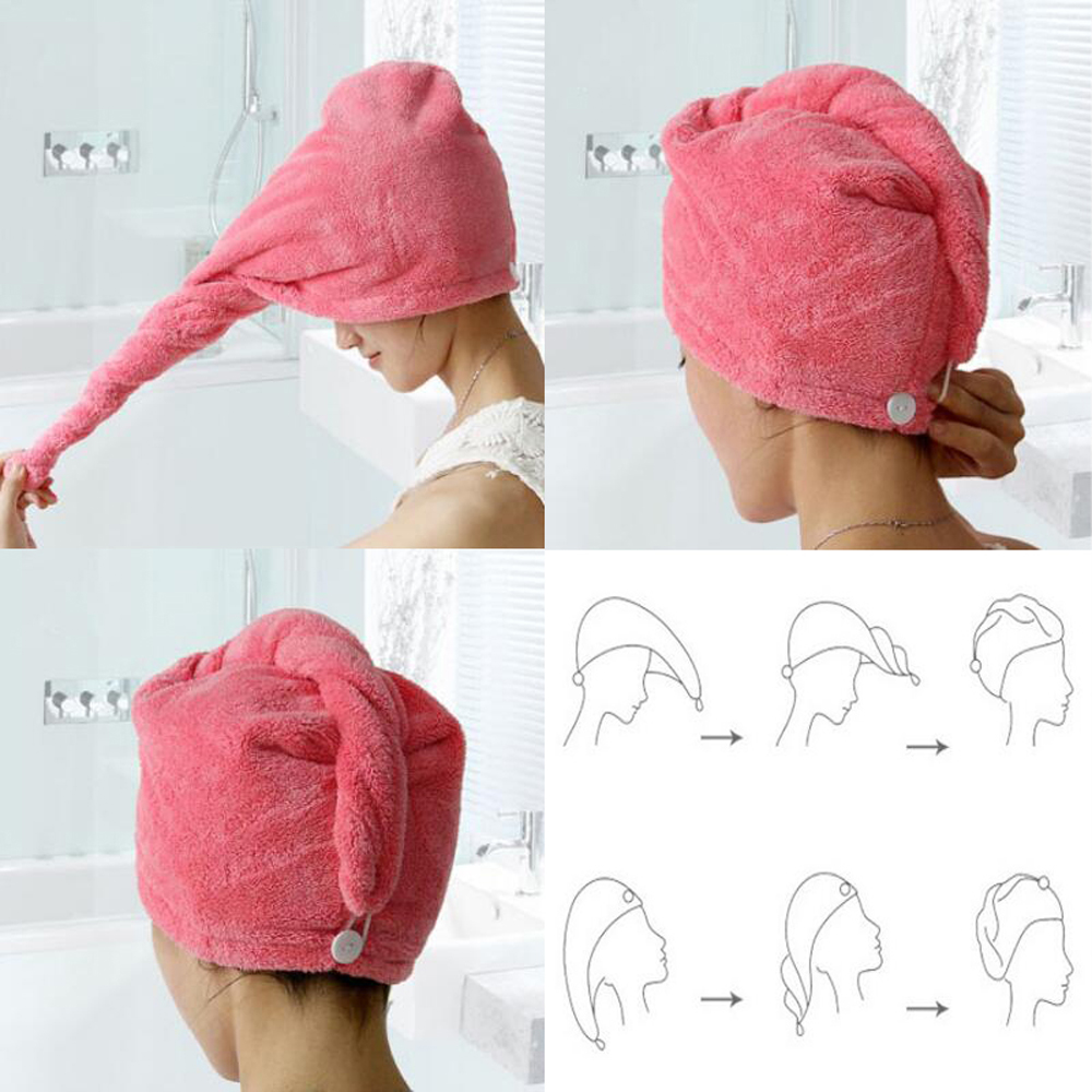 1 Pc Hair Drying Cap Lovely Solid Color Quickly Dry Hair Hat