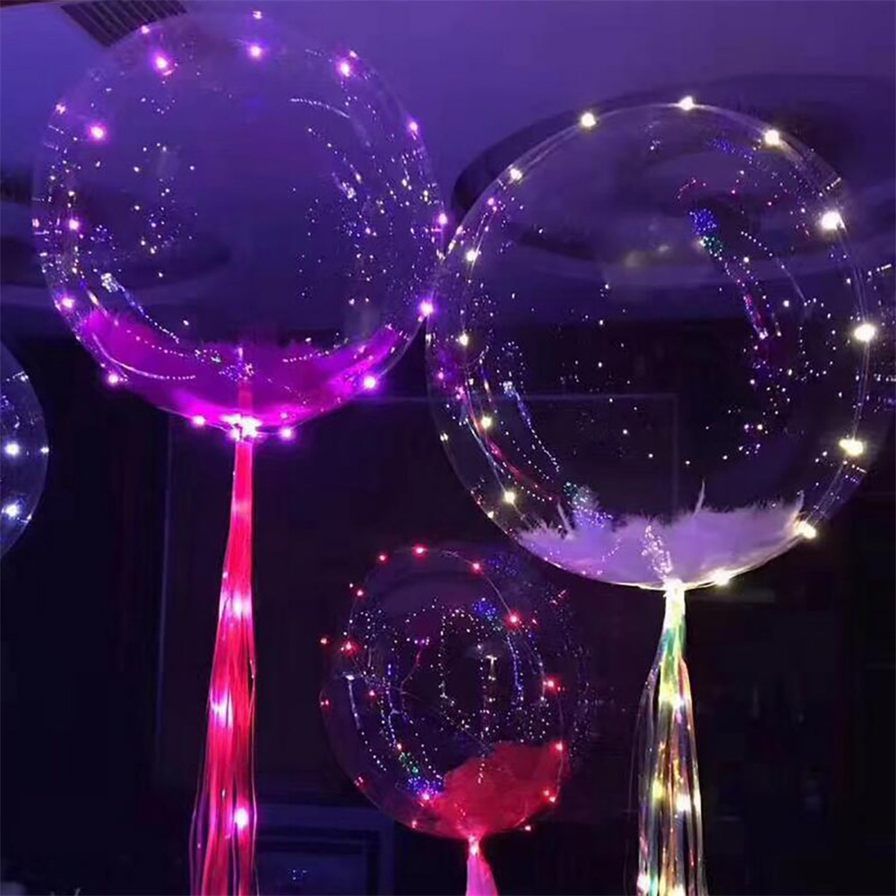 18 Inch Luminous Led Balloon 3M LED Air Balloon String Lights Round Bubble Helium Balloons Kids Toy Wedding Party Decor