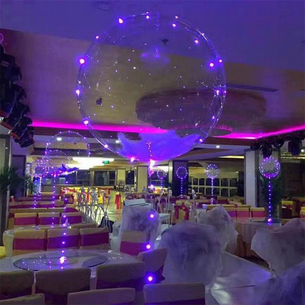 18 Inch Luminous Led Balloon 3M LED Air Balloon String Lights Round Bubble Helium Balloons Kids Toy Wedding Party Decor