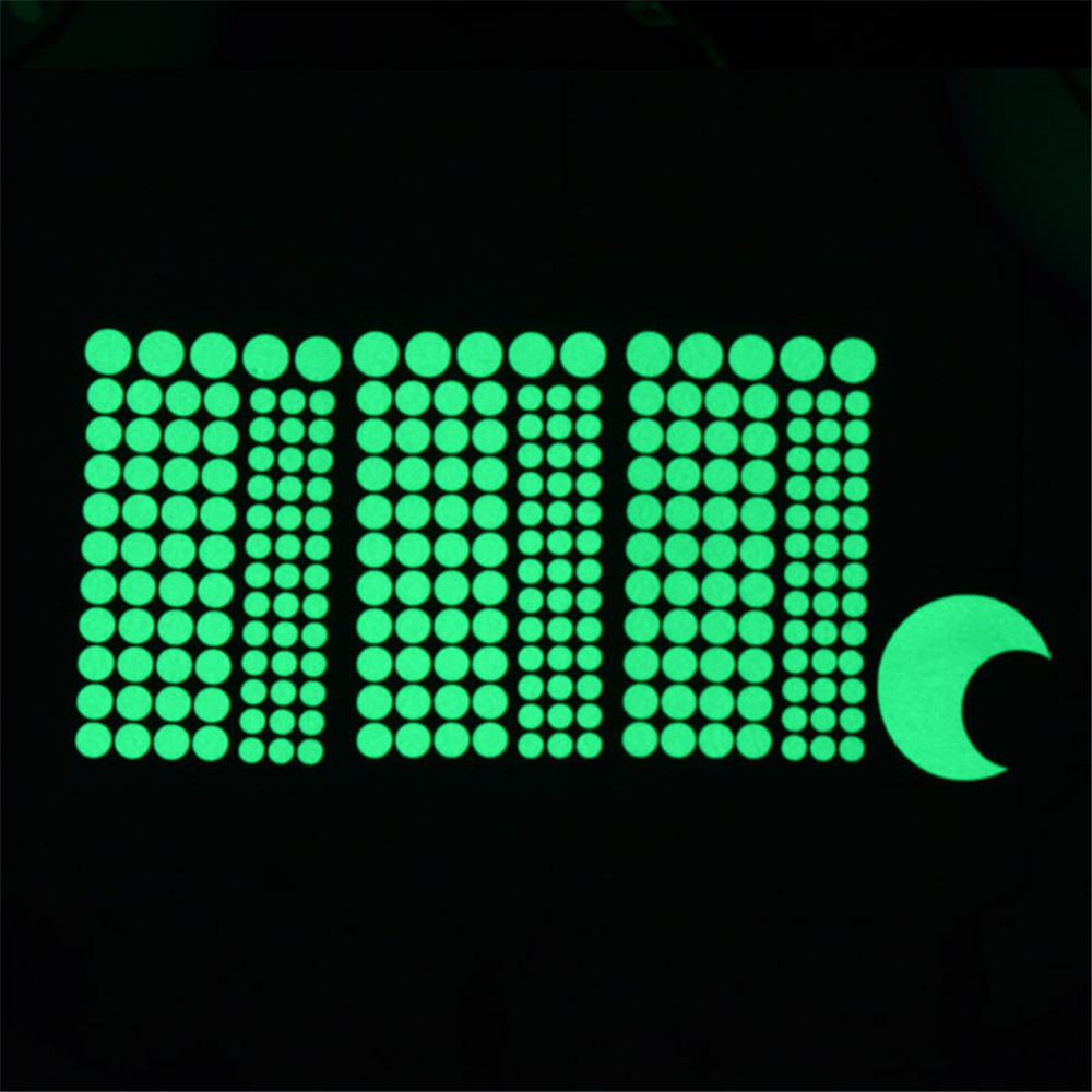 253pcs Luminous Glow Dark Moon Round Dot Wall Stickers Home Ceiling Decor