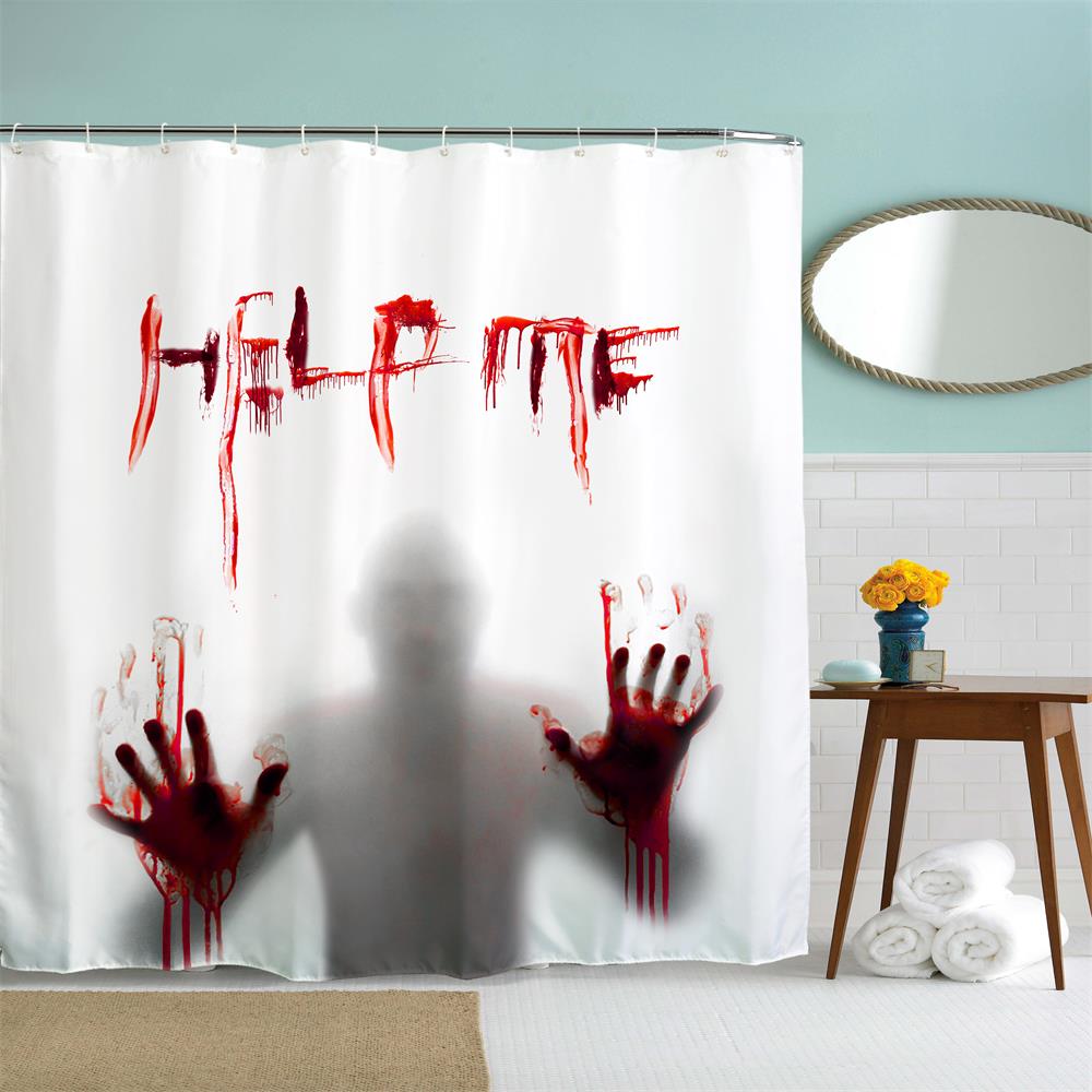 Help Me Polyester Shower Curtain Bathroom High Definition 3D Printing Water-Proof