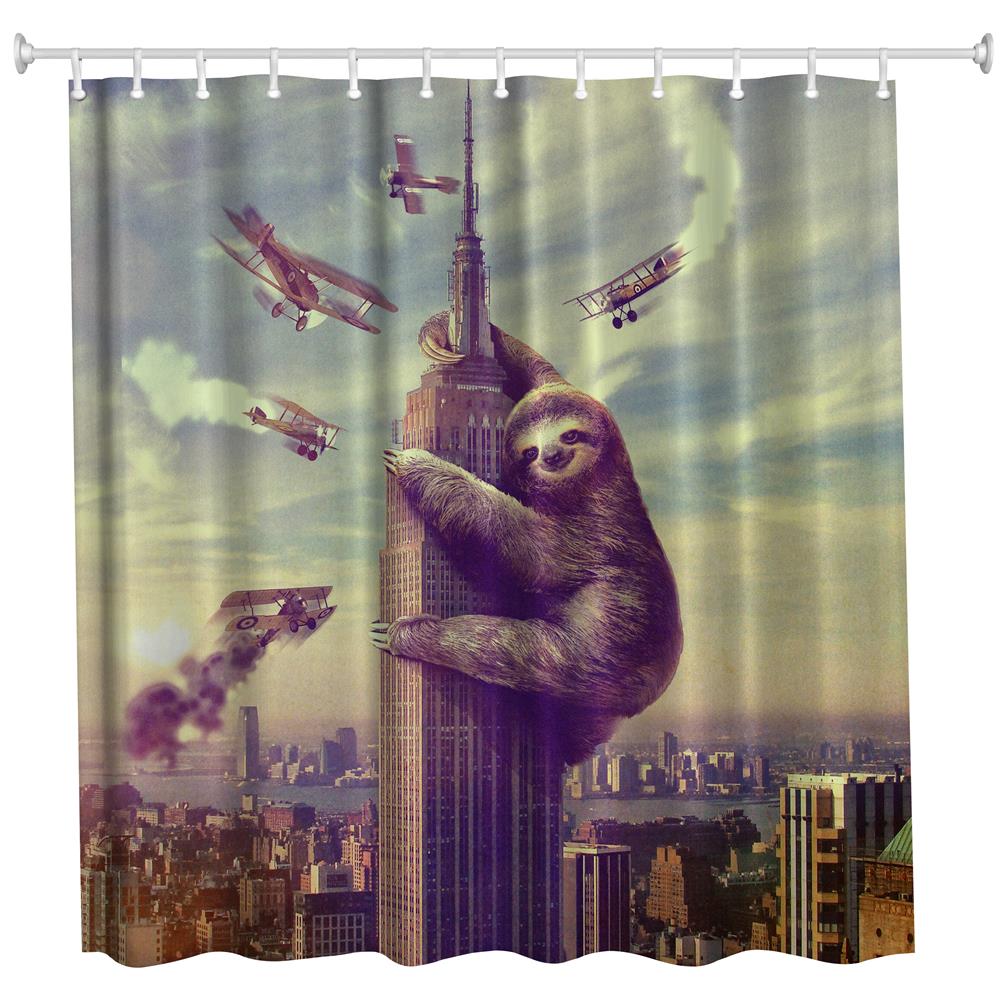 Sloth Polyester Shower Curtain Bathroom High Definition 3D Printing Water-Proof