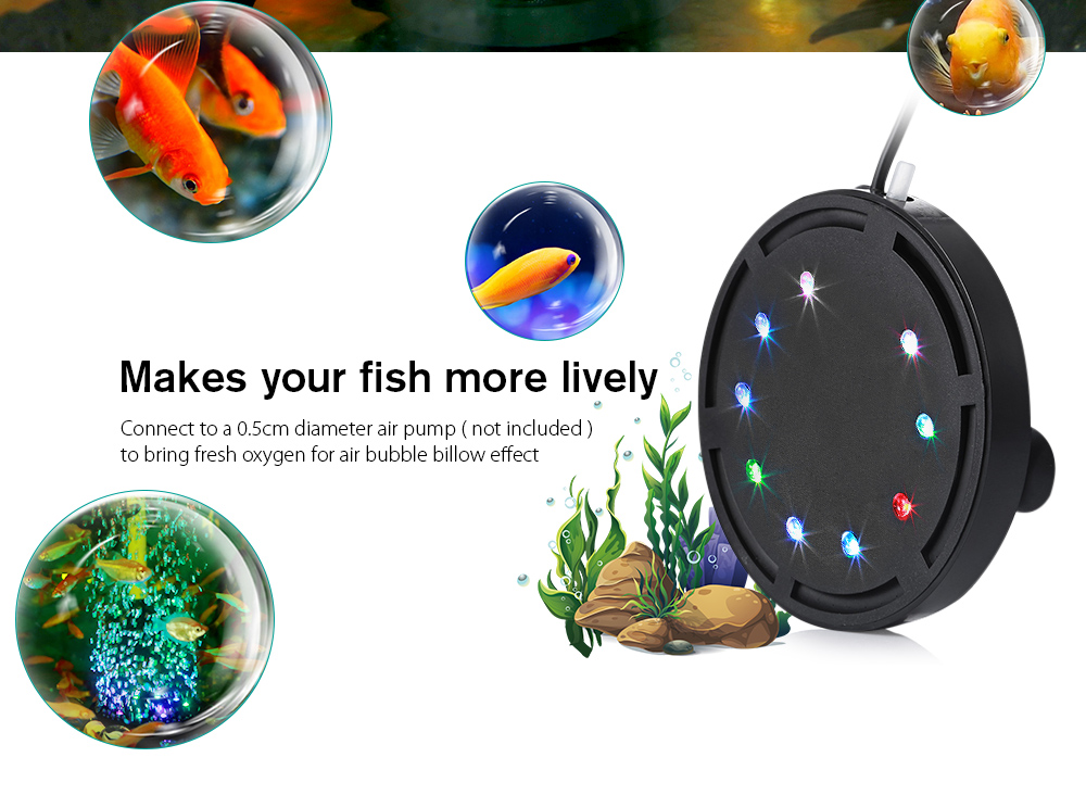 JIAWEN Colorful Submersible Aquarium LED Lighting Fish Tank Decorative Lights Air Bubble Lamp