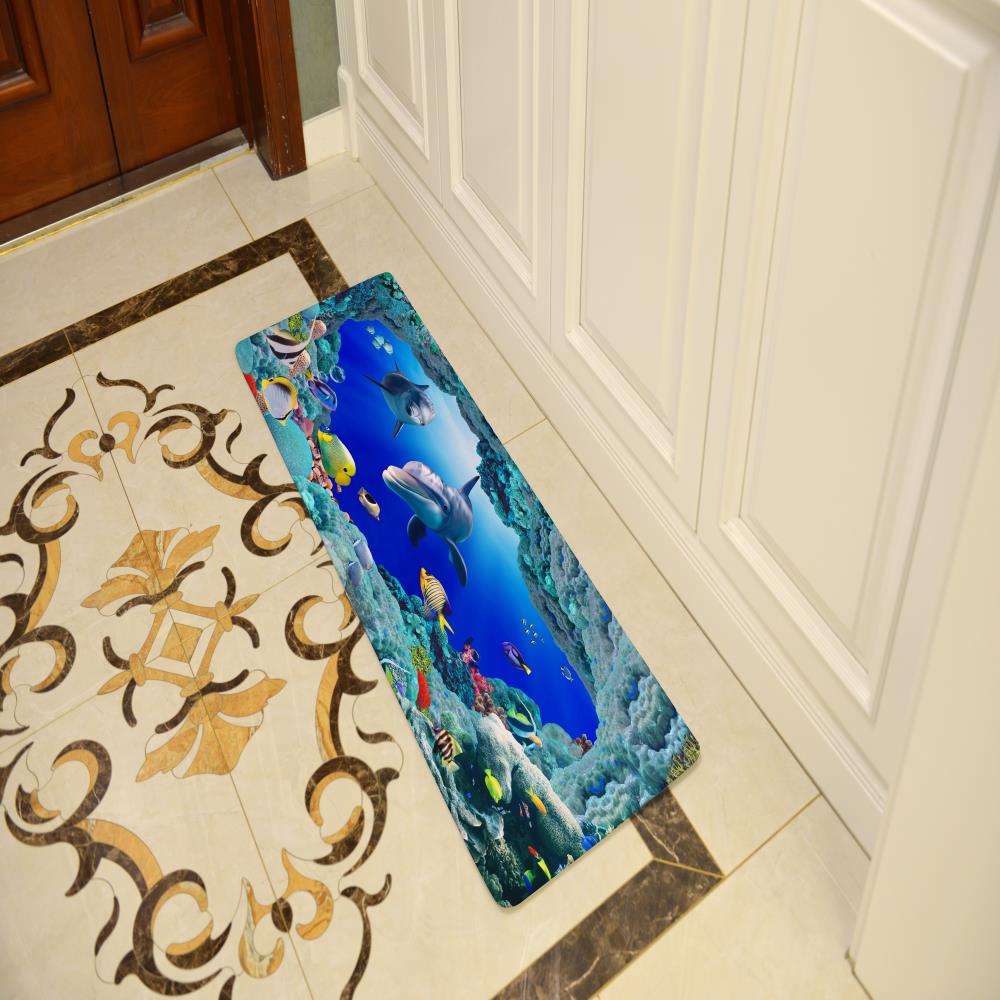 Undersea Bath Mat Rug Super Soft Non-Slip Machine Washable Quickly Drying Antibacterial for Kitchen