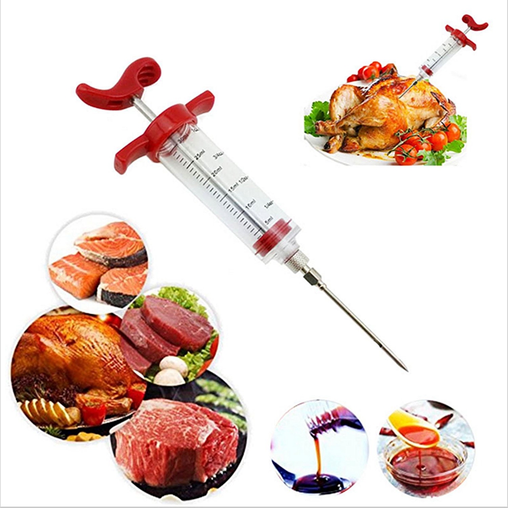 Meat Marinade Flavor Injector Syringe Seasoning Sauce Cooking Poultry Turkey Chicken BBQ Tools