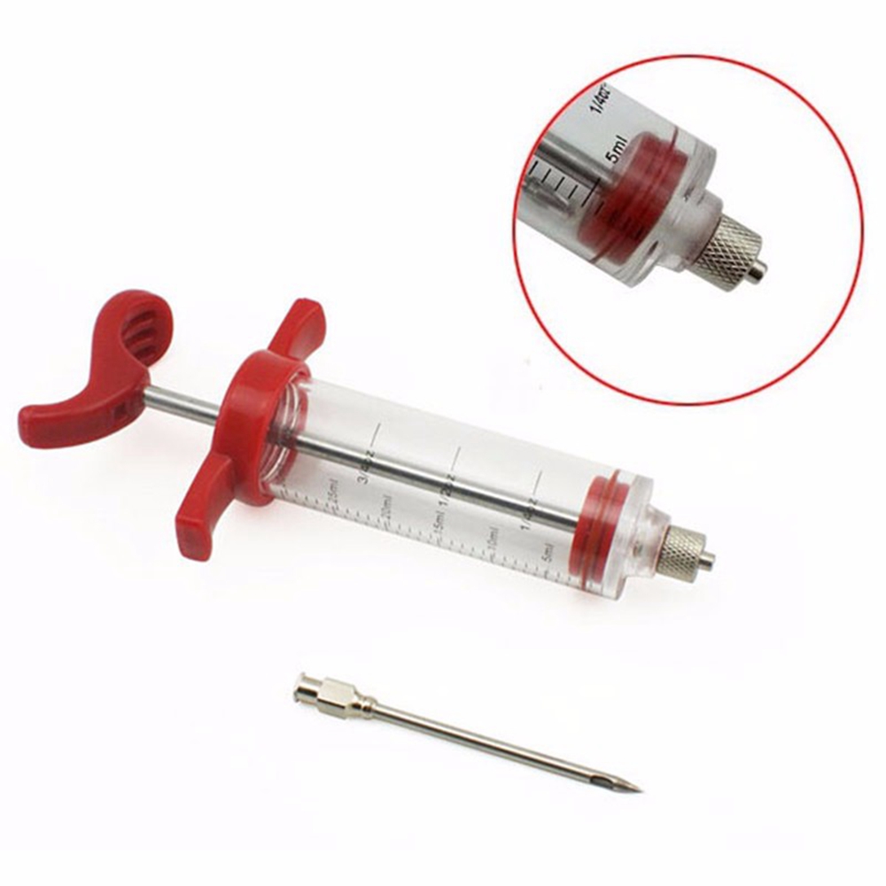 Meat Marinade Flavor Injector Syringe Seasoning Sauce Cooking Poultry Turkey Chicken BBQ Tools
