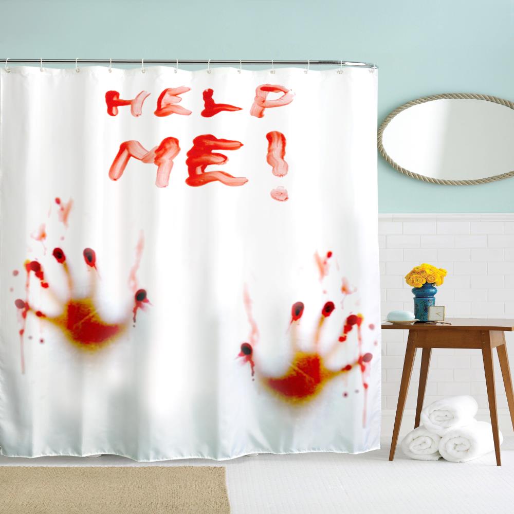 Blood Handprint Polyester Shower Curtain Bathroom High Definition 3D Printing Water-Proof