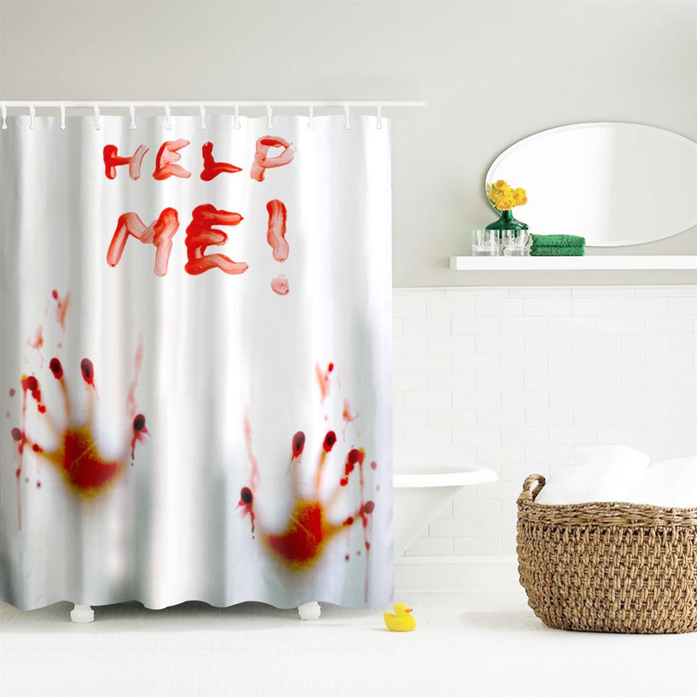 Blood Handprint Polyester Shower Curtain Bathroom High Definition 3D Printing Water-Proof