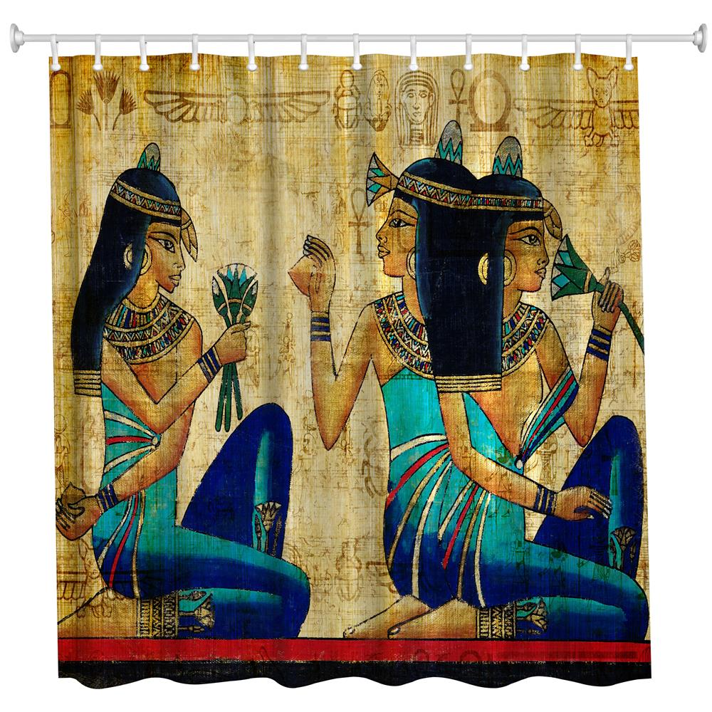 Ancient Egyptian Women Polyester Shower Curtain Bathroom High Definition 3D Printing Water-Proof