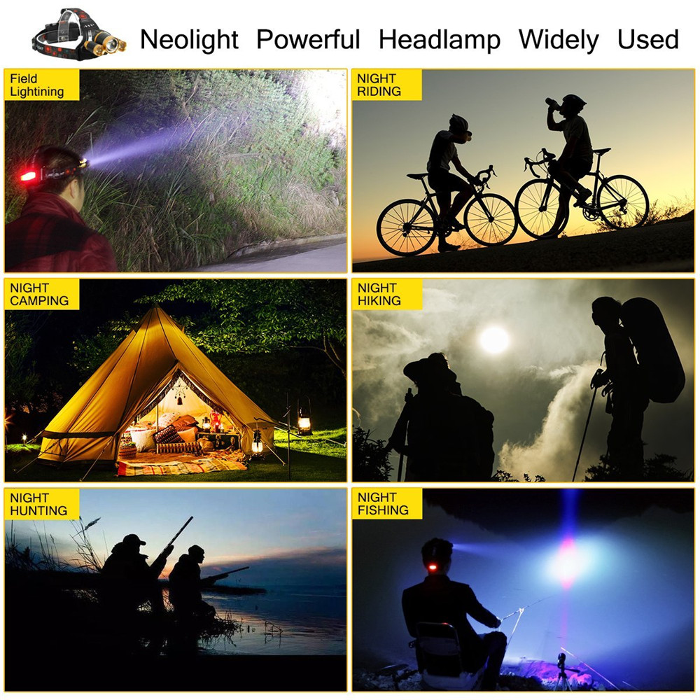 YWXLight 30W LED Headlamp Waterproof Helmet Light for Camping Hiking Outdoor Sports