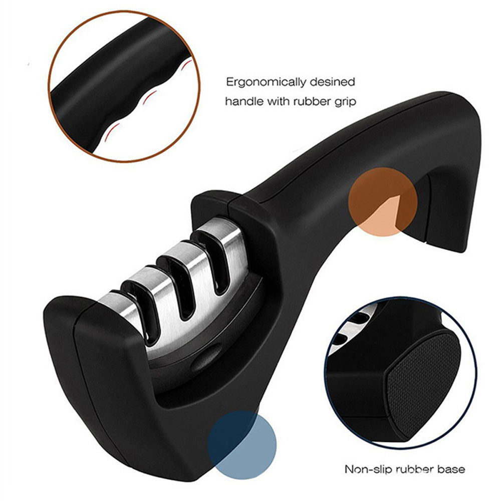Kitchen Knife Sharpener - 3-Stage Knife Sharpening Tool Helps Repair Restore and Polish Blades