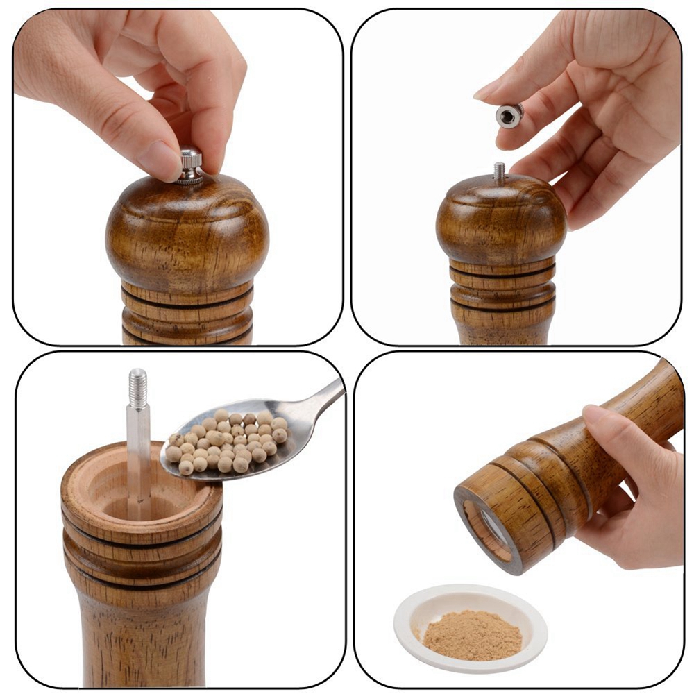 8 Inch Classical Wooden Oak Mills Adjustable Pepper Spice Salt Corn Grinder Muller Kitchen Accessories
