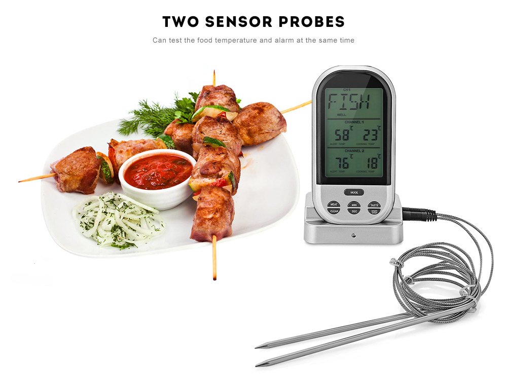 TS - K32 Wireless 433MHz Digital Cooking Food Meat Thermometer with Upgrade Dual Probe Timer Alarm