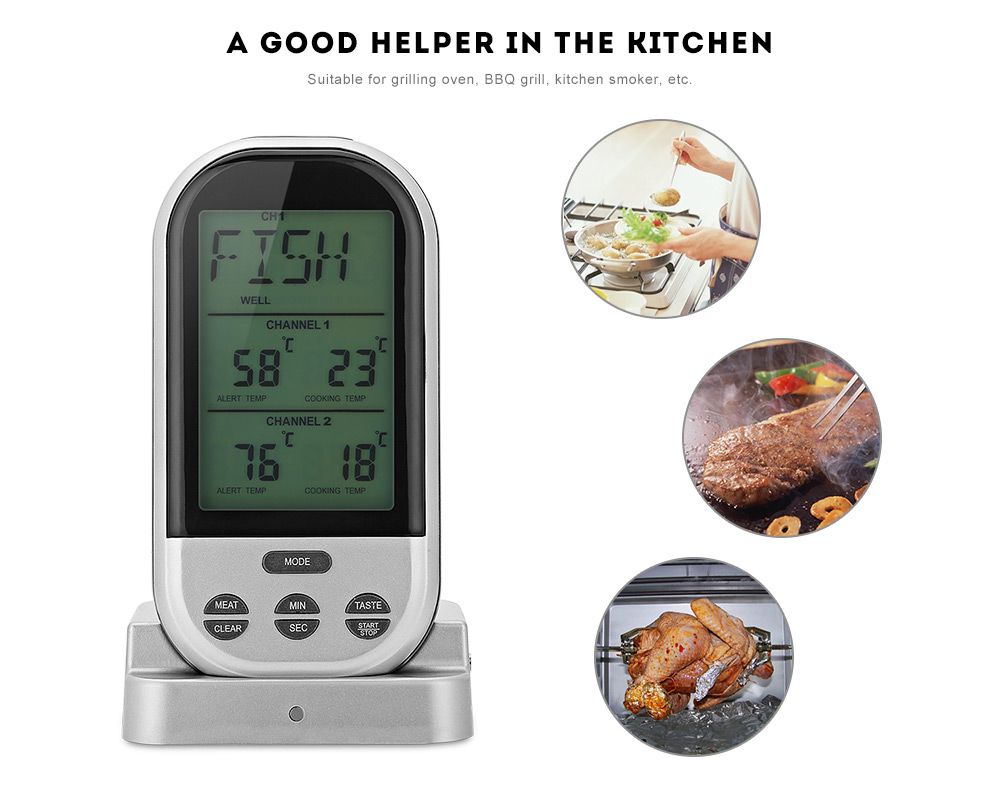 TS - K32 Wireless 433MHz Digital Cooking Food Meat Thermometer with Upgrade Dual Probe Timer Alarm