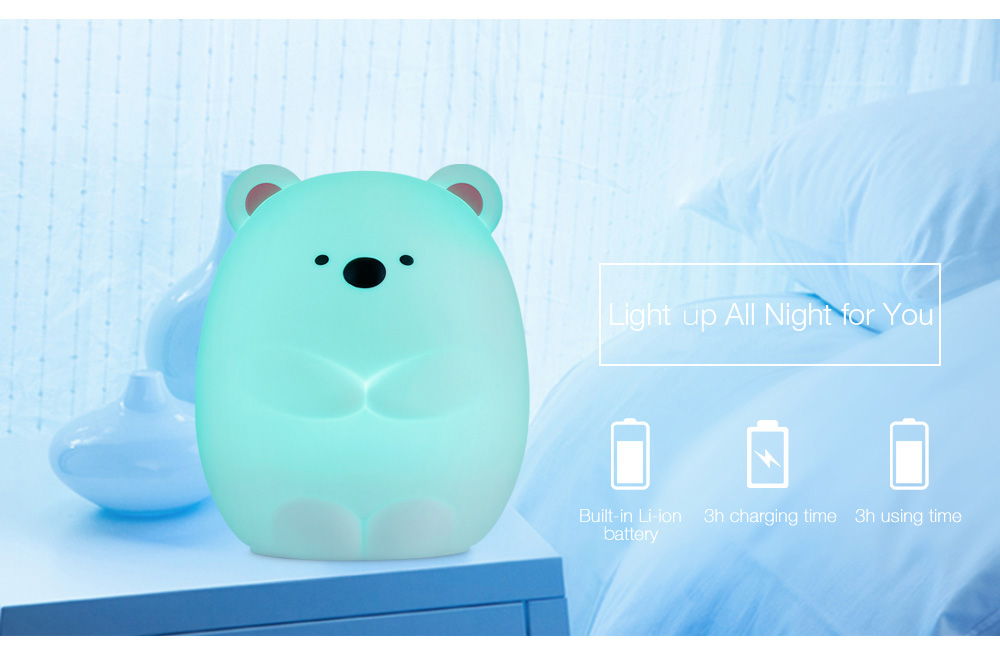 JM - 03 LED Rechargeable Silicone Bear Night Light Tap Control for Bedroom Living Room