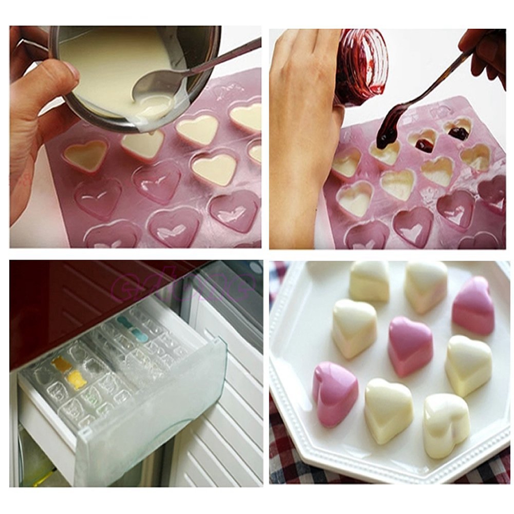 Silicone 55 Heart Shaped Candy Chocolate Cake Baking Pan Mold