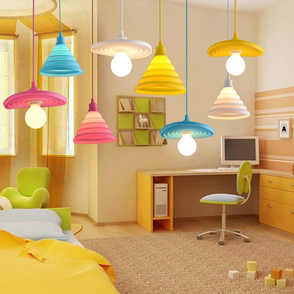 Cartoon Silicone Foldable Pendant Lamp for Living Room Restaurant (Bulb Not Included)