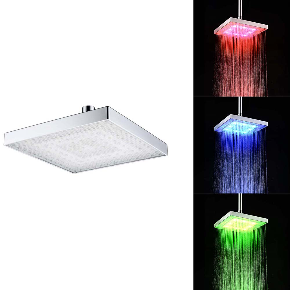 BRELONG 8 - inch LED Colorful Discoloration Square Shower Head Spray